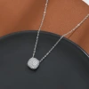 Diamond rounded corner square silver necklace for women, closely set with small diamonds, sugar cube pendant, fine O-chain, cool and simple collarbone chain, factory direct sales Application Scenario